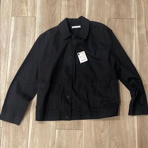 Black Button-Up Shirt Jacket - Zara XL